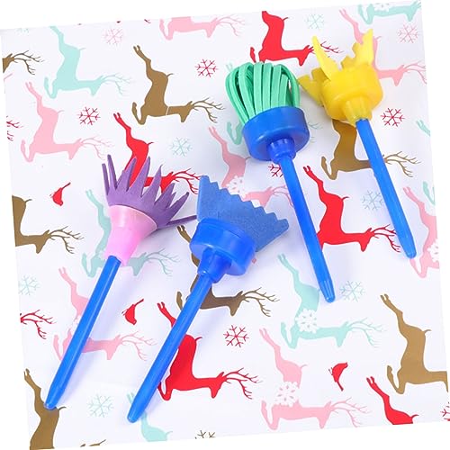 Lurrose 8Pcs Sponge Paint Rollers Set Kids Painting Rolls with Handle Foam Brayers for Drawing Graffiti Art Lessons Craft Projects 4.33In