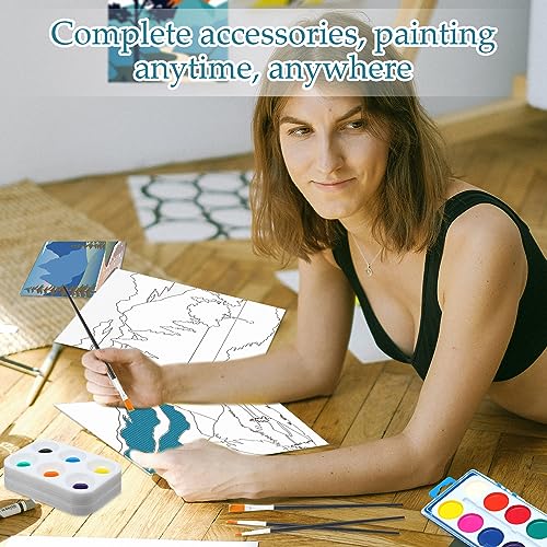 Ctosree 12 Sets Pre Drawn Canvas Kit for Painting Adults Sip and Paint Kit Art Pre Printed Canvas Bulk for Adult Date Night, Art Party & Holiday Gift(Landscape,8 x 10 in) - size: 8 x 10 in, style: Landscape