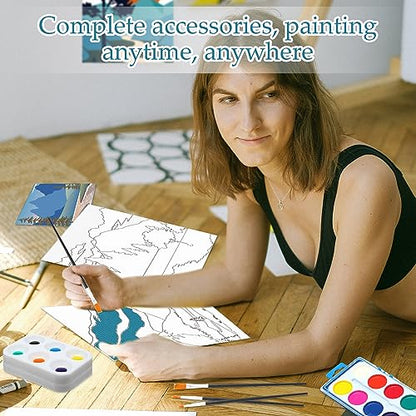 Ctosree 12 Sets Pre Drawn Canvas Kit for Painting Adults Sip and Paint Kit Art Pre Printed Canvas Bulk for Adult Date Night, Art Party & Holiday Gift(Landscape,8 x 10 in) - size: 8 x 10 in, style: Landscape