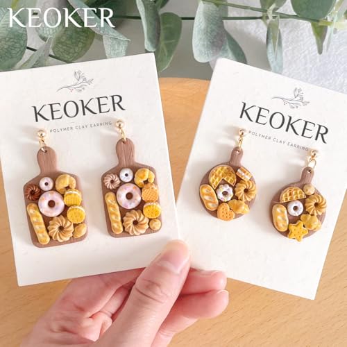 KEOKER Dessert & Bread Polymer Clay Molds & Charcuterie Boards Clay Cutters, Clay Silicone Molds, 6 Shapes Polymer Clay Cutters, 12pcs Earring Molds for Polymer Clay, Polymer Clay Molds for Jewelry - color: B Color