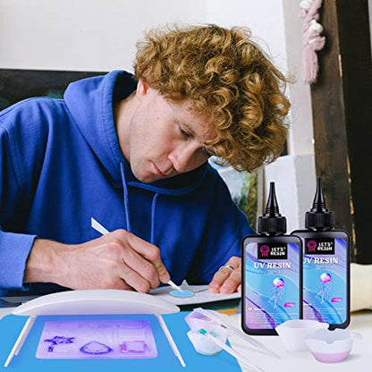 LET'S RESIN Mini UV Light for Resin, 2.5Times Higher Energy Value Portable Light, Faster Curing & 84g Light Weight UV Lamp, Supplies for UV Resin Molds, Jewelry Making, Craft Decor - size: Mini