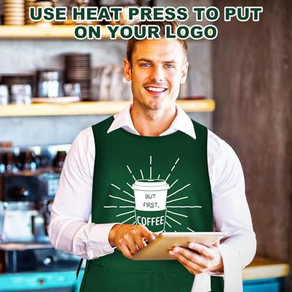 TFTAFAN Cobbler Apron Unisex Waterproof Apron with 2 Deep Pockets Art Smock for Painting Cleaning Artiest Apron work kitchen - color: Green