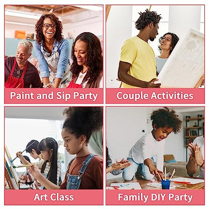 8 Pack Pre Drawn Canvas to Paint for Adults Kids, Sip and Paint Kit Party Supplies Painting Set for Artist, Beginner, Stretched Outline Canvas Landscape Party Favor(8x10) - size: 8x10, style: style 8