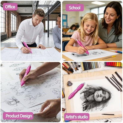 AFMAT Electric Eraser, with 140 Eraser Refills, Rechargeable Pencil Erasers for Artists, Electric Erasers for Drafting, Drawing, Painting, Sketching, Architectural Plans, Detailer Tool EE25(Rose Red) - color: Rose Red