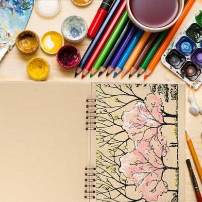Toned Tan Sketch Book for Artists, 2 Pack 9"x12"Spiral Bound Mixed Media Paper Pad,Hardcover Acid-Free Kraft,A4 Brown Tone Sketch Pad for Drawing, Sketching Painting, Family Albums & More - color: toned tan paper 9x12, 2 pack ﻿