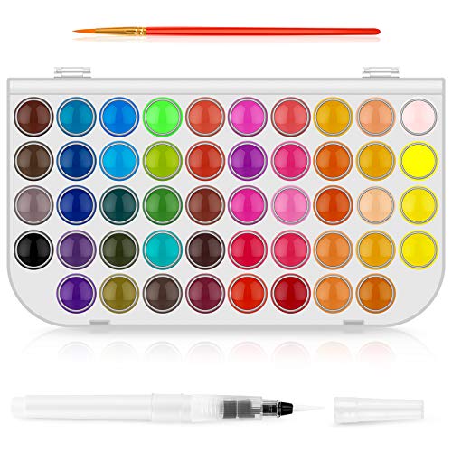 Taotree 48 Colors Watercolor Paint Set for Kids Adults Artist Painting | Art Supplies Drawing Kit Painting Supplies Brush, Valentines Day Gifts for Kids Adults, Easter Basket Stuffers - color: 48 Colors Set