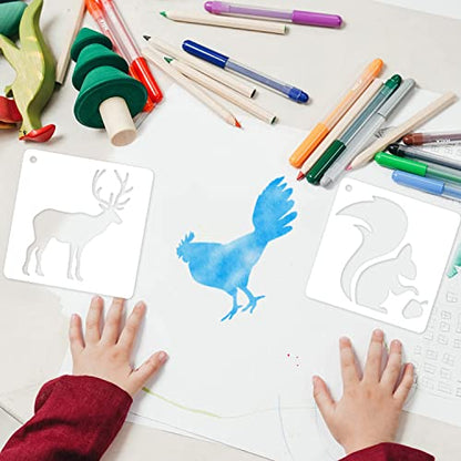 64 Pieces Stencils for Painting, Small Reusable Animal Stencil, Art Craft Template for Painting on Wood, Wall, Fabric, Rock, Chalkboard, Sign, DIY Art Scrapbook Projects(Animal) - style: Animal