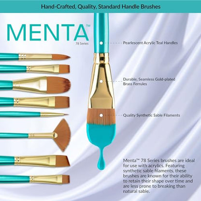 Royal & Langnickel Menta, 5pc Oval Wash Variety Brush Set, Includes - Oval Wash, Wash, Liner, Chisel & Fan Brushes - style: OVAL WASH VARIETY