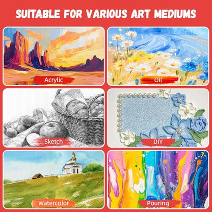 Simetufy 12 x 12 inch 12 Pack Painting Canvas Boards- Gesso Primed Acid-Free 100% Cotton Canvas Panels for Acrylics Oil Watercolor Tempera Paints - size: 12"x12"