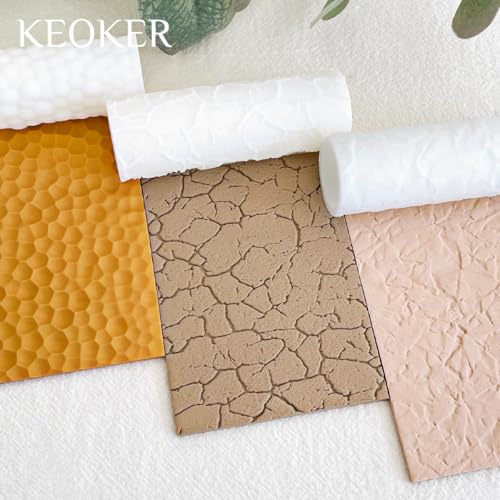 KEOKER Hammered Texture Roller for Clay, Like Polymer Clay Texture Sheets - color: Metal Hammered Color