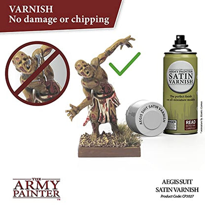The Army Painter Satin Varnish, Spray Paint Varnish for Miniature Protection, Tabletop Roleplaying, Boardgames, and Wargames Miniature Modelling, 400ml - color: Satin Varnish