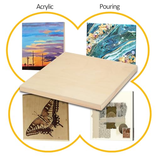 2 Pack Unfinished Wooden Canvas Panels, 30x30 Gallery Birch Wood Panels Kit, 1 1/2" Deep Art Cradle Boards for Acrylic Painting, Pouring and Burning - size: 30*30 2 Pack