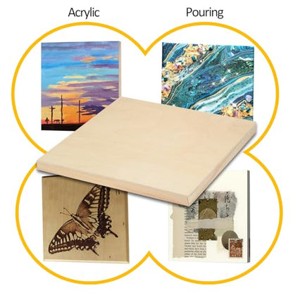 2 Pack Unfinished Wooden Canvas Panels, 30x30 Gallery Birch Wood Panels Kit, 1 1/2" Deep Art Cradle Boards for Acrylic Painting, Pouring and Burning - size: 30*30 2 Pack