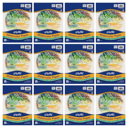 UCREATE Super Heavyweight Watercolor Paper, White, 140 lb., 9" x 12", 50 Sheets/Pack, Case of 12 Packs, 600 Sheets Total - size: 9" x 12" (Pack of 12)