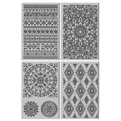 4 Sheets Bohemian Pattern Clay Texture Mat Mandala Polymer Clay Texture Sheets DIY Tools for Pottery Earring Jewelry Making Stamp Engraving Machines, 3.9x2.6inch - style: Bohemian Pattern