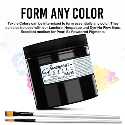 Moshify Jacquard Products Black Textile Color Fabric Paint 8-Ounces - Bundled Brush Set - size: 8 Fl Oz (Pack of 1)
