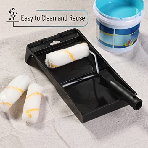 Bates- 4-Inch Paint Roller Kit, 10 pcs, Roller Set with Microfiber Sleeves & Frame, Tray, Tray Liner and Trim Brush for Walls, Cabinets, Interior, Exterior, House Painting Supplies - style: Microfiber 4", 10 pcs
