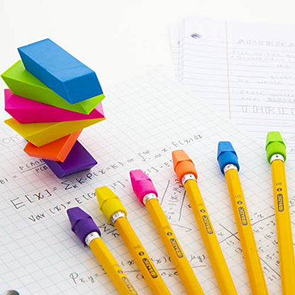 BAZIC Products Bevel Block Erasers, 6 Count, 2-Pack | neon beveled block erasers; soft latex-free; PVC-free rubber; Clean erase; smudge-resistant; school; home; art - color: 6-count, size: 2-Pack
