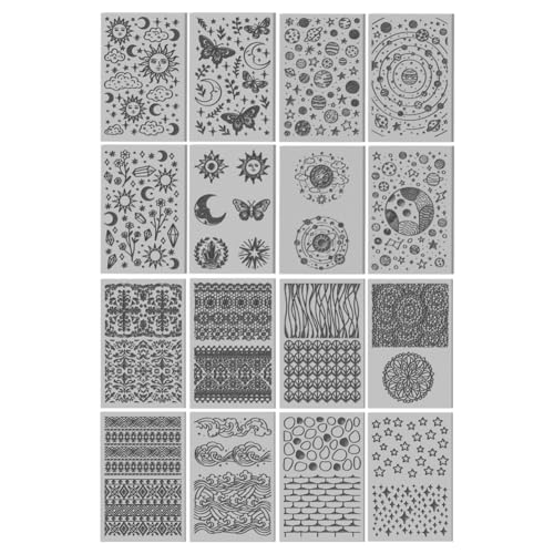 CHGCRAFT 16 Pcs Divination Mandala Pattern Polymer Clay Texture Sheet Bohemian Patterns Rubber Clay Texture Mat for Polymer Clay Making Earrings Jewelry DIY Crafts 4 × 2.5 Inch - style: Divination Pattern