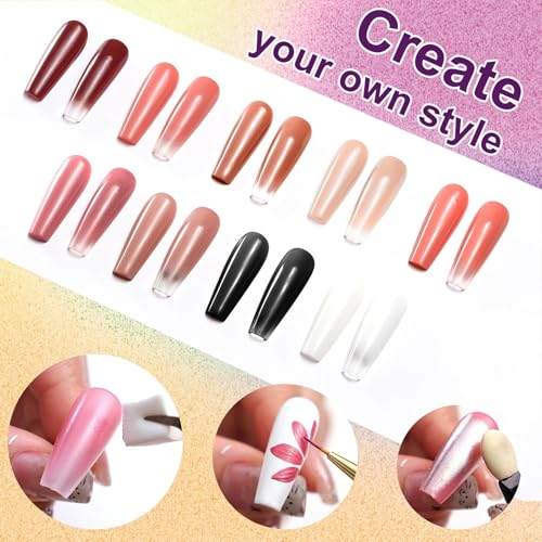 9 Colors Pat Painting Nail Gel Sponge Set,Hema＆TPO Free,6-in-1 Gradient Ombre Paint Nails Gel Palette for Blooming,Nail Color,Liner Gel,French Nail,Chrome Powder,No Wipe,DIY Nail Art(E) - color: Terracotta Blush Set