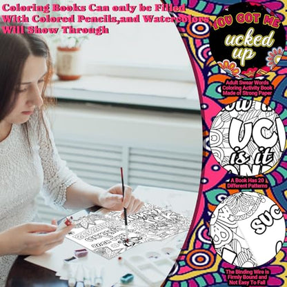 Liliful 144 Pcs Coloring Book Bulk for Adult DIY Art Stress Relief Drawing Book with Patterns, Goodie Bag Filler and Holiday Gifts - style: Funny