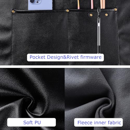eywlwaar PU Waterproof Apron with 2 Big Pockets Adjustable Oil Proof Apron for Kitchen Dishwashing Cooking 29.92"x 26.77" - color: Black