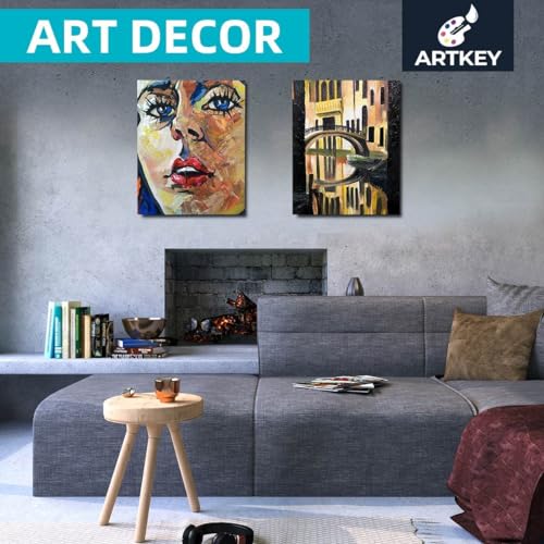 Artkey 6-Pack Black Canvas, 8x10 Inch, Triple Primed, Acid-Free, 100% Cotton, For Acrylics, Oil, Watercolor Paints - size: 8"X10"(6-PACK)