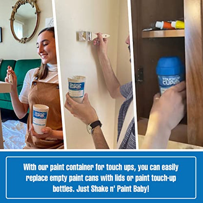 Touch Up Cup Paint Storage Containers and Roller Paint Brush Bag, 3 Plastic Painting Cups with Lids, 6 Bags, As Seen On Shark Tank Products