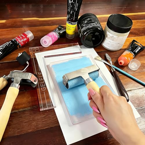 Funria Gel Printing Plate with 7.2"X6.2" Reusable Gel Printing Plate, Crafts Printmaking Supplies for Mixed Media Art Monoprinting Card Making - color: 1pc