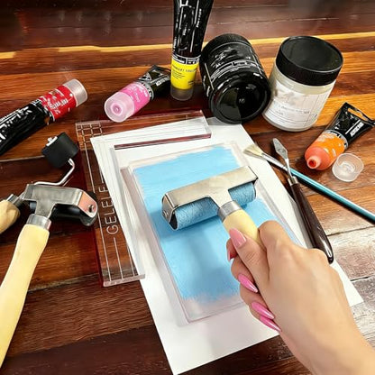 Funria Gel Printing Plate with 7.2"X6.2" Reusable Gel Printing Plate, Crafts Printmaking Supplies for Mixed Media Art Monoprinting Card Making - color: 1pc