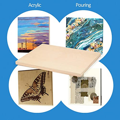 Falling in Art Unfinished Birch Wood Panels Kit for Painting, Wooden Canvas 2 Pack of 12x18 Studio 3/4" Deep, Cradle Boards for Pouring, Art, Crafts, Burning and More - size: 12'' x 18''