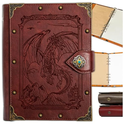DUROTAN DND Dragon Journal Notebook,Unique A5 Binder 400 Page | For Dungeons and Dragons Gift D&D Accessories Sketchbooks Daily Diary - color: 4-Red-FlyingDragon