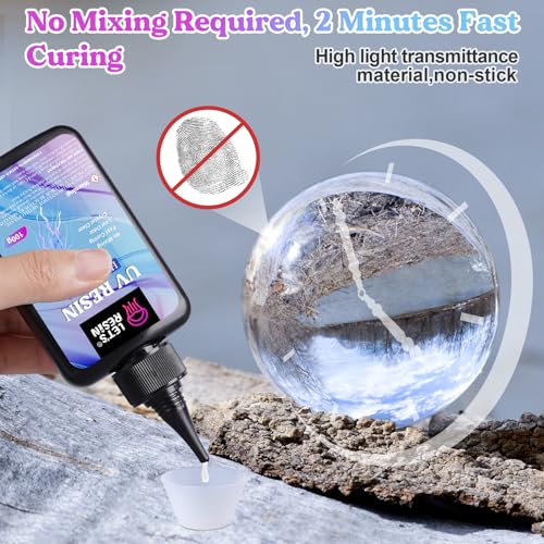 LET'S RESIN UV Resin,200g High Viscosity Crystal Clear Thick UV Resin Kit, Quick-Curing&Low Shrinkage Ultraviolet Epoxy Resin for Crafts, Doming, Coating