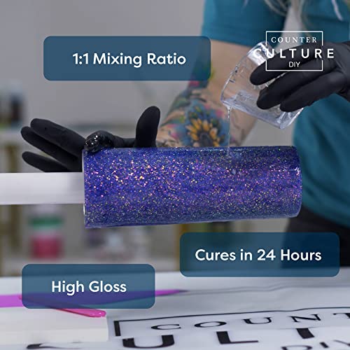 Counter Culture DIY Clear Artist Resin, 1 Gallon Kit, Art Epoxy Supplies for Metallic Stains Acrylic 100% Solids Easy Coat No VOCs Scratch UV Heat Resistant to 500 Degrees - size: 1 Gallon Kit