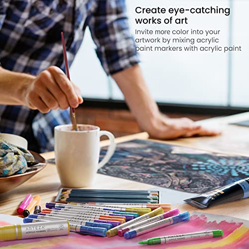ARTEZA Acrylic Paper Pad, 6 x 6 Inches, Pack of 2, 16 Sheets Each, Heavy Black Art Paper Pad for Painting and Drawing