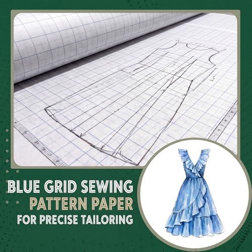 Tinlade White Grid Pattern Paper for Sewing 36 Inch x 20 Yards Grid Graph Tracing Paper Roll for Sewing Patterns Tracing Drafting Dressmaking Crafting Sketching Drawing Teaching Supplies - size: 36 Inch X 20 Yards, style: Grid Style