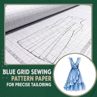 Tinlade White Grid Pattern Paper for Sewing 36 Inch x 20 Yards Grid Graph Tracing Paper Roll for Sewing Patterns Tracing Drafting Dressmaking Crafting Sketching Drawing Teaching Supplies - size: 36 Inch X 20 Yards, style: Grid Style