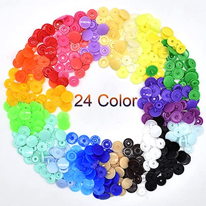 360Pcs T5 12mm Snap Button Plastic with Snap Press Plier Resin Snaps Hand Tool Snaps Fastener with Organizer Storage Containers for Sewing and Crafting