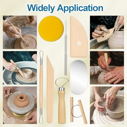 Amrules Clay Tools Kit, 8 PCS Pottery Tools, Practical Polymer Sculpting Tool Kit, Air Dry Clay Tool Set Suitable for Adults, Pottery Craft, Dotting, Drawing, Modeling, Shaping - color: Lightyellow-8Pcs