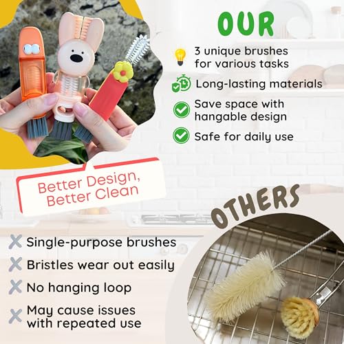 Cup Lid Cleaning Brush, 3 in 1 Cup Cleaner Brush New Multifunctional Lid Cleaner Lid Brush Cleaning Tool Multipurpose Bottle Gap Cleaner Brush Red - color: Red