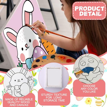 Zhanmai 72 Pcs 12 Sets Sip and Paint Kit Pre Drawn Canvas for Painting 8" x 10" Paint Party Canvas Painting Pre Printed Canvases for Party Favor DIY Virtual Adult's Date Night(Bunny Eggs) - style: Bunny Eggs