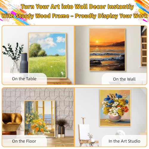 4 Pack 16 x 20 inch Floater Frame Canvas –Gallery Wrapped Canvas Set | Cotton-Linen Blend (400 gsm), Triple Acid-Free Gesso, Warp Resistant, Ready to Hang for Oil and Acrylic - color: Light Brown, size: 4pk-16x20 in