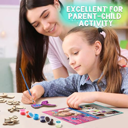 Byncceh Gamerside DIY Wooden Magnets Kids Crafts - 40 pcs Glow Magic Magnetic Paint Set, Wood Arts and Crafts for Kids, Make Your Own Fridge Magnets Party Favors Gifts Crafts for Girls 6-8 8-12