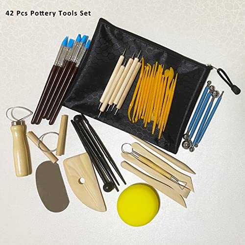 TORISING Air Dry Clay 10 LBs with 42 Pcs Set Pottery Clay Tools Set for Hand Modeling and Throwing, Non-Toxic (White & Kit) - color: White & Kit