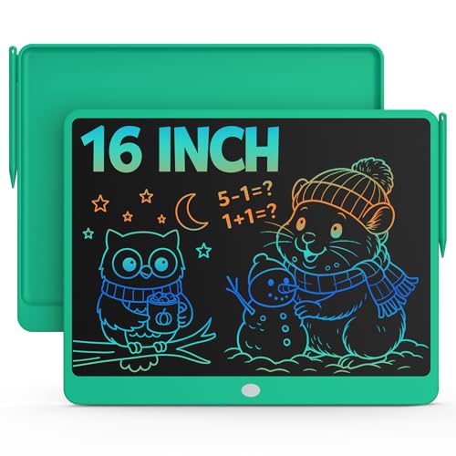 Bravokids 16 Inch LCD Writing Tablet for 3-8 Year Olds - Electronic Drawing Pad and Doodle Board as Educational Birthday Gifts for Girls and Boys (Green) - color: Green, size: 16 inch