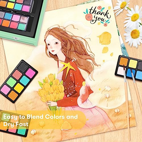 iBayam Art Supplies, 150-Pack Deluxe Wooden Art Set Crafts Drawing Painting Kit with 1 Coloring Book, 2 Sketch Pads, Creative Gift Box for Adults Artist Beginners Kids Girls Boys - color: Macaron green