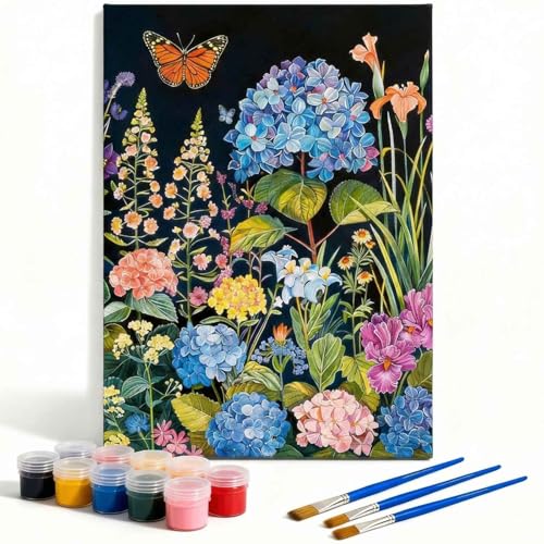 Amphol Paint by Numbers Kit for Adults - 16”x20” Bloom Garden DIY Paint by Numbers Kit for Beginners, Oil Flowers Painting Kit on Canvas Art for Home Wall Decor, Stress Relief with Acrylic Paint - color: Bloom Garden