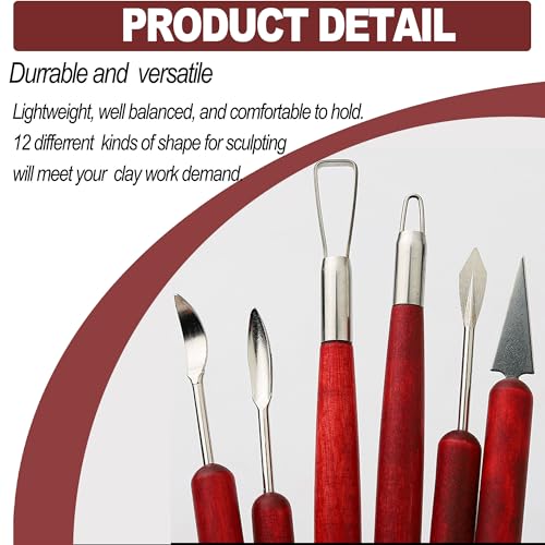 LINPHCEY 6-Piece Clay Sculpting Tools Set Perfect for Polymer Air Dry Modeling Clay Beginners & Professionals Ideal for DIY Pottery & Ceramics Tools for Clay Sculpting & Crafting