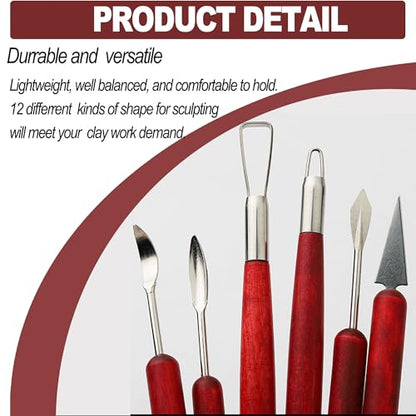LINPHCEY 6-Piece Clay Sculpting Tools Set Perfect for Polymer Air Dry Modeling Clay Beginners & Professionals Ideal for DIY Pottery & Ceramics Tools for Clay Sculpting & Crafting