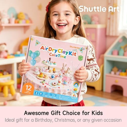 Shuttle Art Air Dry Clay for Kids - Cake Time, 52 PCS Modeling Clay Kit with Sculpting Tools and Tutorials, Safe & Non-Sticky, Craft Gifts for Boys & Girls - style: Cake Time